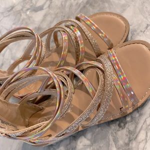 EUC gladiator gold sparkle sandals sz 10